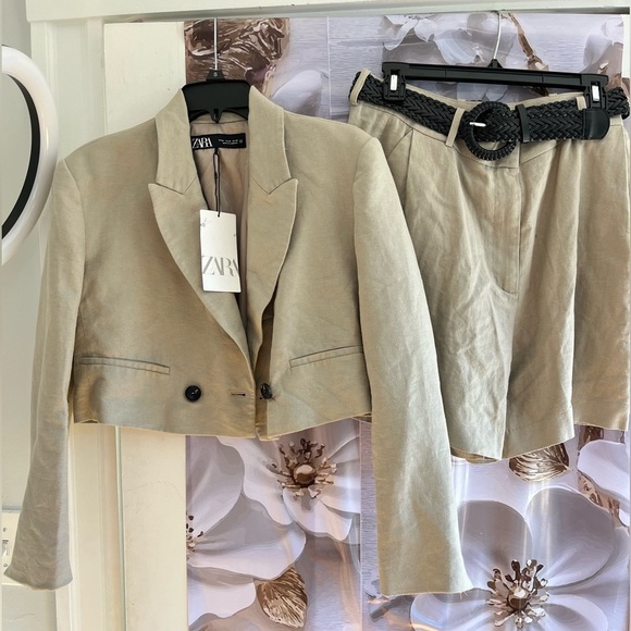 NWT Zara 2pcs LINEN BLAZER SHORTS SET SiZE M - Picture 11 of 12